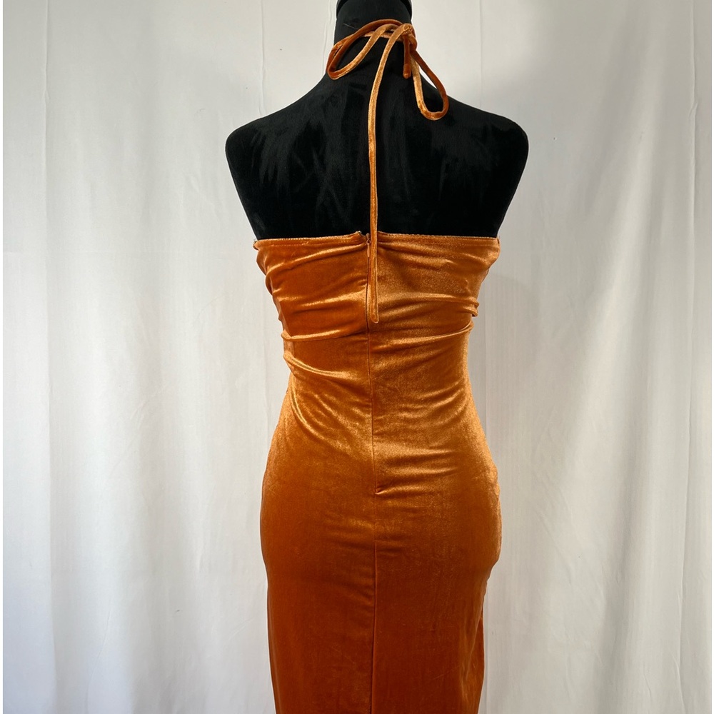 Orange,Rust velvet, halter, midi dress, large 
NWT - Picture 6 of 9